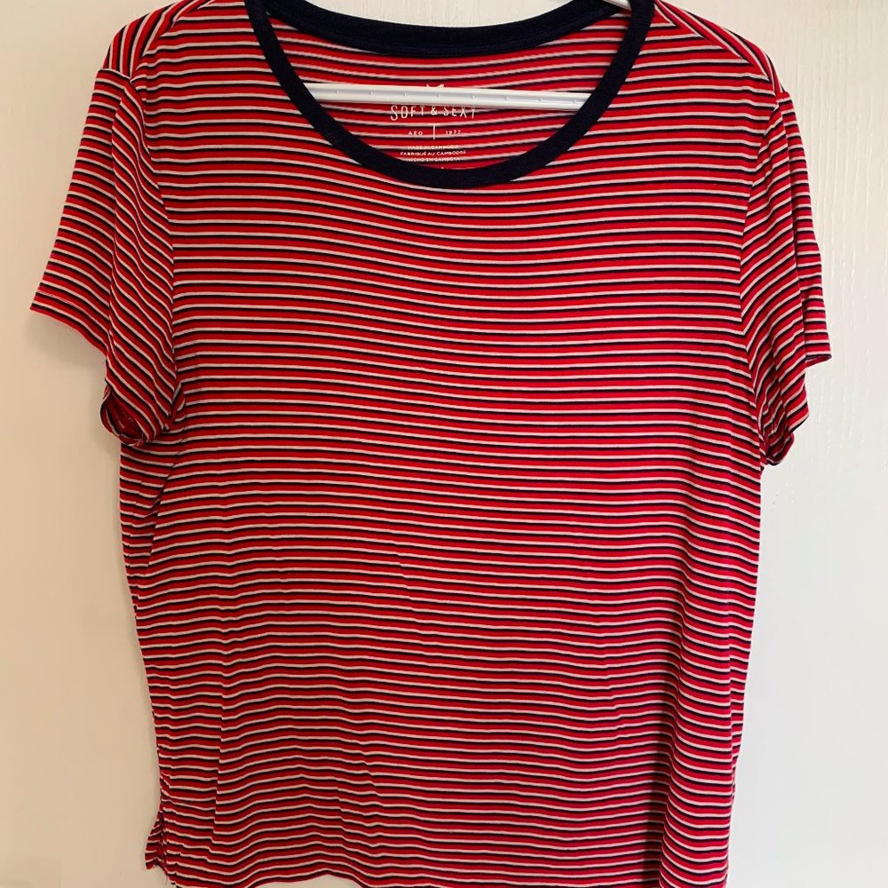 American Eagle, striped t-shirt, large